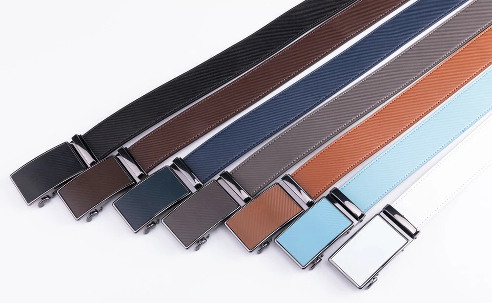 Mens Leather Belt No Holes Ratchet Belt Automatic Buckle Adjustable - Image 3 of 4