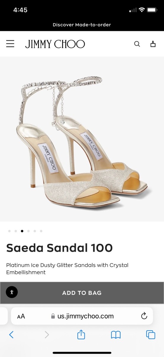 Brand New Jimmy Choo Saeda Sandal 100 Glitter Heels Size 36