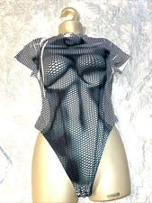 MIROH Short Sleeve LG Bodysuit Women Leotard Lingerie Top Blouse Turtleneck NWT