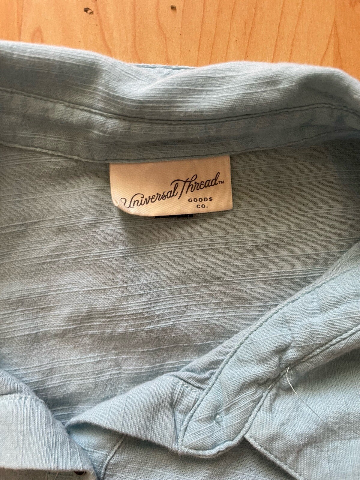 UNIVERSAL THREAD light Blue Button Down Ruffle Sl… - image 3