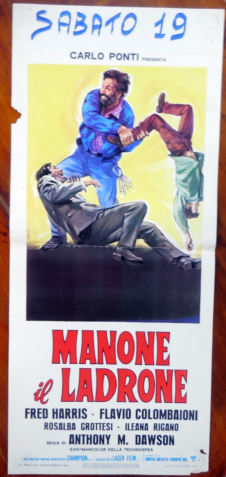 Locandina originale film Manone il ladrone (1974) - Regia di Antonio Margheriti