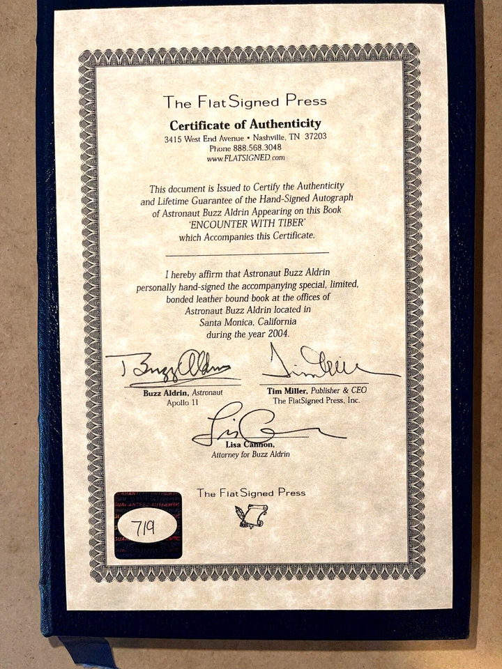BUZZ ALDRIN AUTOGRAPH SIGNED ENCOUNTER WITH TIBER BOOK COA SPACE NASA MOON 719 - Image 2 of 4