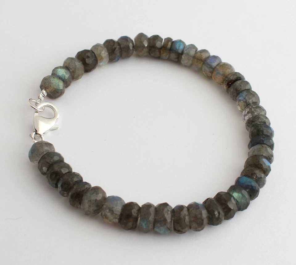 Labradorit Armband edelsteinarmband Facettierte Rondell blau Schimmer ca. 20 cm - Bild 2 von 2