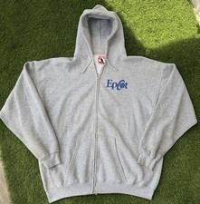 Vintage Disney Hoodie Sweater Epcot Mickey Mouse Grey 90s Zip Size XXL