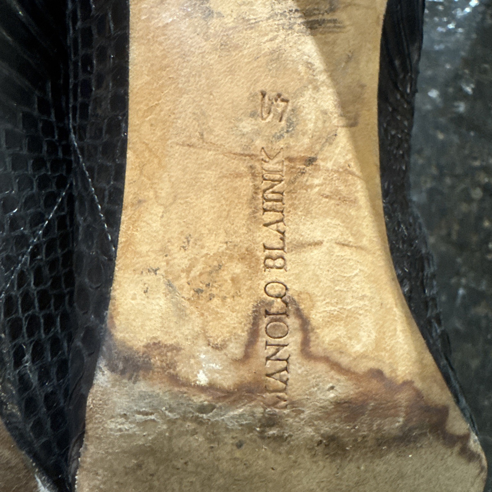 Authentic MANOLO BLAHNIK Black Python Leather Ank… - image 13