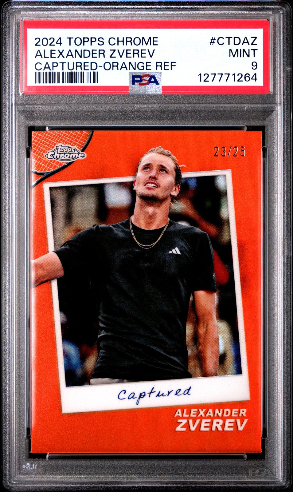 PSA 9 - 2024 Topps Chrome Alexander Zverev Captured #CTDAZ Orange Refractor /25