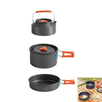Outdoor Portable Camping Cookware Set Hiking Cooking Pot Tableware Kit Picnics