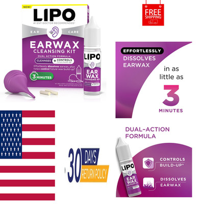 Earwax Removal Kit with Ear Drops Bulb Syringe & Ear Plugs Complete Ear Cleaning