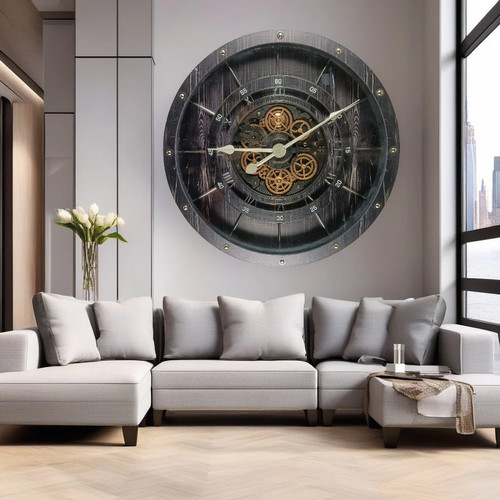The Gears Reloj FRANCE LINE RELOJ DE PARED REDONDO 32 PULGADAS VINTAGE NEGRO - Imagen 18 de 24