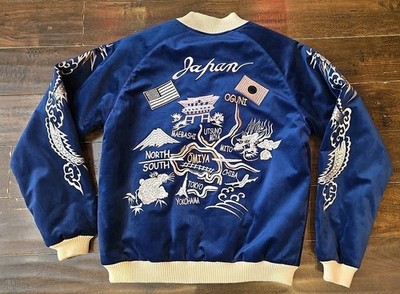 ゆ*う様 HOUSTON SUKAJAN Souvenir Jacket Yok Houston Sukajan Jacket Blue Eagle Embroidery Souvenir Jacket Japan