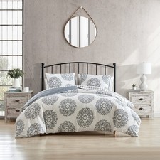 - King Duvet Cover Set, Reversible Cotton Sateen Bedding with Matching Shams,...