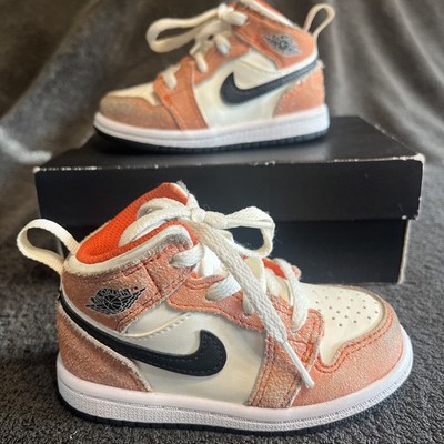 NIKE AIR JORDAN 1 MID SE (TD) Team Orange/Black-Sail-White Toddler SZ. 6c w/Box