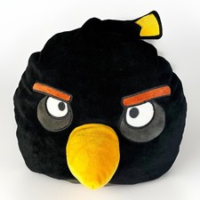 ANGRY BIRDS  BOMB  PLUSH Black Bird Stuffed Pillow Toy 9.5  Tall 11.5  Wide