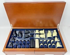 Michael Graves Large Chess & Checkers Complete Set Post Modern Folding Wood Box