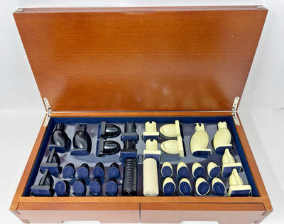 Michael Graves Large Chess & Checkers Complete Set Post Modern Folding Wood Box