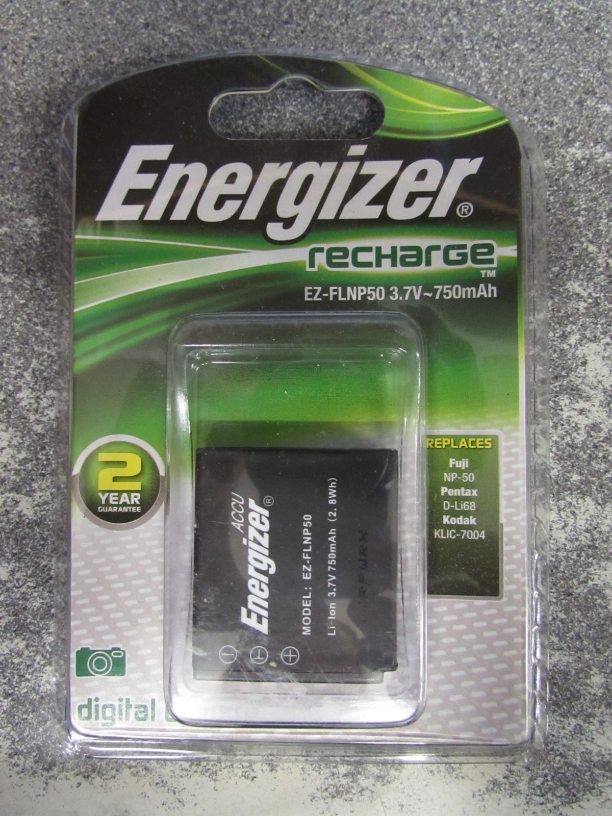 ENERGIZER EZ-FLNP50 CAMERA BATTERY - Fuji NP-50, Pentax D-Li68, Kodak KLIC-7004