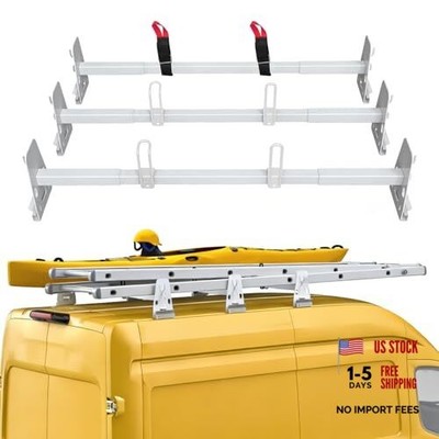 Adjustable 48''-67'' Roof Ladder Rack for Cargo Van with Rain