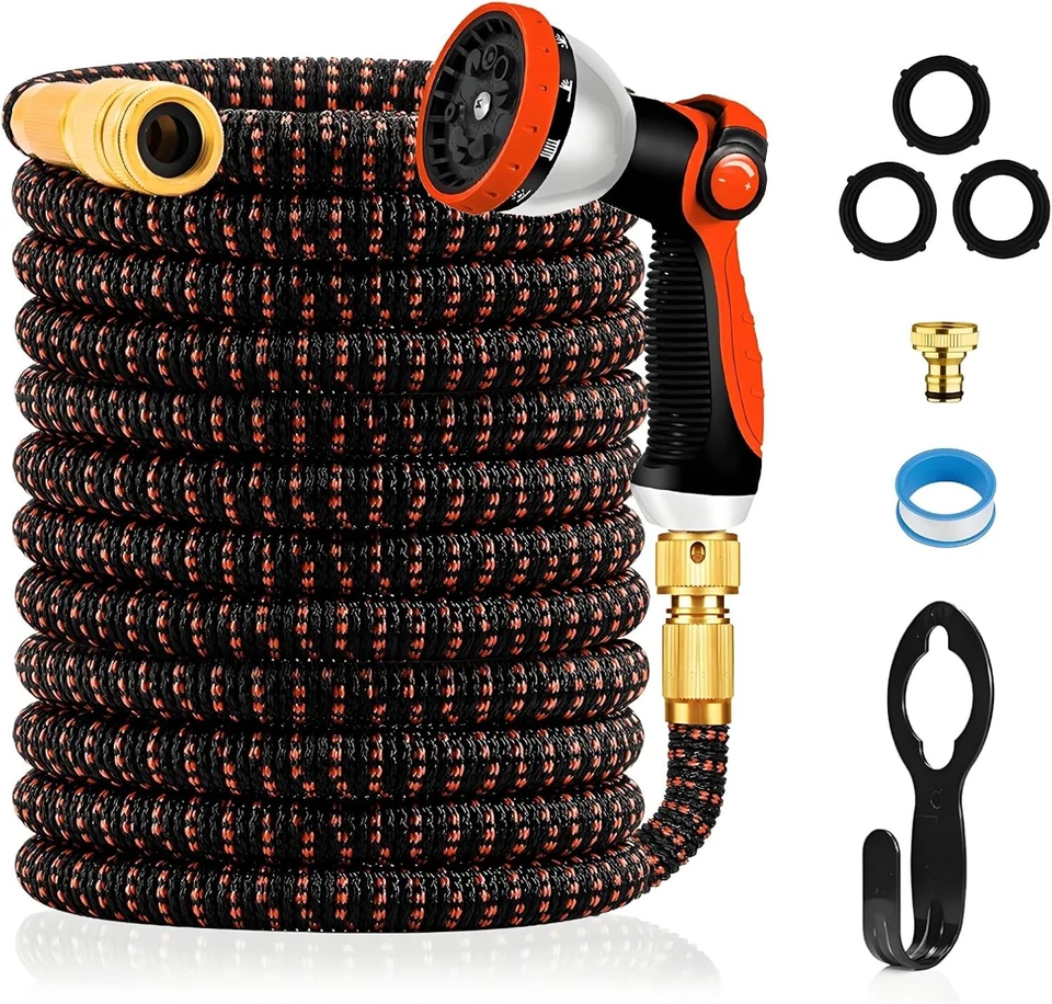Tuyau Arrosage 30M Extensible Pistolet 10 Jets Raccords Métalliques nez robinet - Photo 1/4