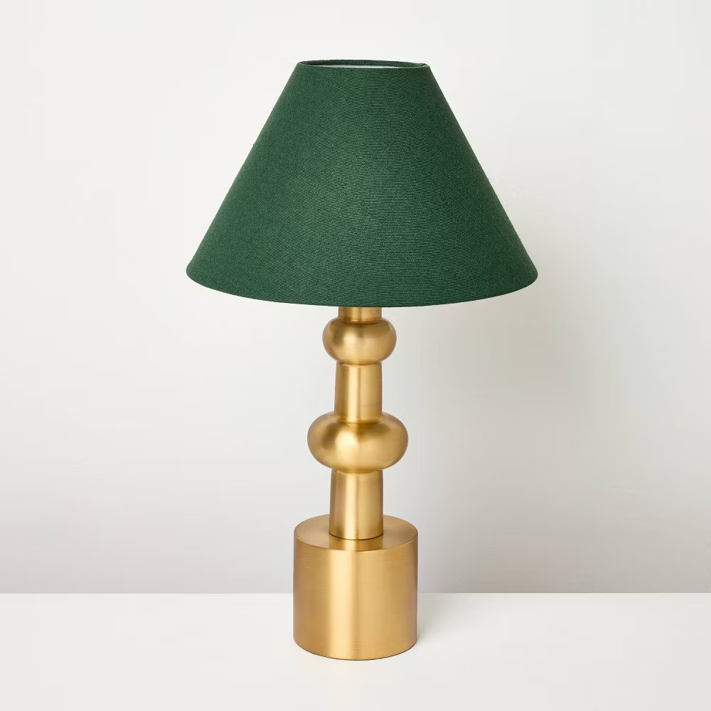 Vintage Brass with Green Shade Table Lamp - Hearth & Hand with