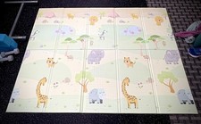 Baby Play Mat: Foldable  Reversible with Alphabet Grid  Safari Animals 58  x77  