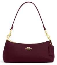 NWT Coach Charlotte Shoulder Bag CCO18 In DARK WINE Crossgrain Leather Gold Hdwr
