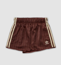 Adidas Women Pinstripe Satin Shorts Pants Brown KC4236
