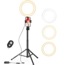 Ring Light with Stand and Holder, 50" Tripod with Remote with iPhone Halo Sta...