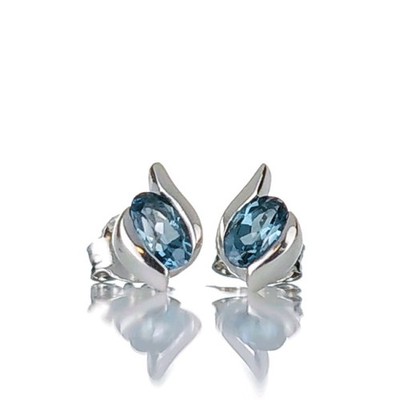Topas Ohrstecker Sterling Silber Ohrringe behandelt London blaue Edelsteine Handarbeit