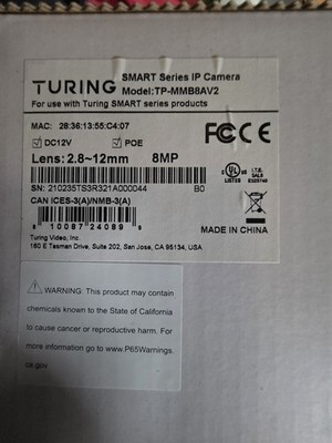 Turing 8MP Bullet IP Camera 2.8-12mm Motorized Varifocal Lens
