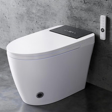 Smart Toilet with Bidet Built In, Heated Seat & Dual Auto Flush, Foot Sensor, Ta