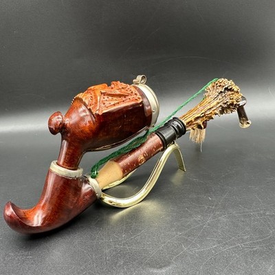 Vintage Jägerpfeife Bruyere Garantie Jagdpfeife Holz geschnitzt mit Hirschgeweih