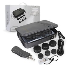 Hot Stones Massage Set with Warmer Kit   12 Basalt Massage Stones  
