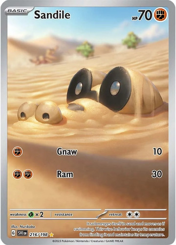 Pokemon Sandile Scarlet & Violet: Base Set 216/198 Holofoil NM Illustration Rare