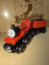 JAMES THOMAS FRIENDS WOODEN RAILWAY TRAIN 2022 CGI Face RED 5