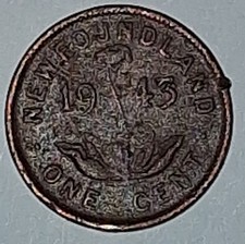 Newfoundland 1943 King George VI Penny 1Cent Coin Poor