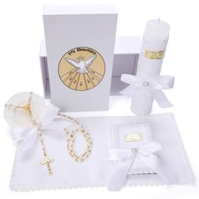 Baptism Candle Set for Boys and Girls,5 PCS 3 inches x 4 inches, White