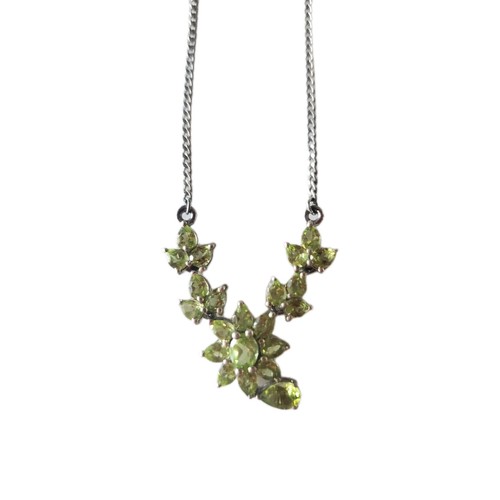 Peridot Necklace Sterling Silver Marked STS