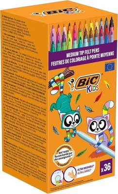 BIC Kids Filzstifte Kid Couleur 36 Farben wasserlöslich mittlere Spitze ab 5