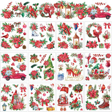 12 Sheets Christmas Rub on Transfers for Crafts and Furniture Christmas Rub on T
