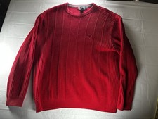 Ralph Lauren Chaps Men's Red Cable Knit Crew Neck Vintage Classic Sweater Sz.XL