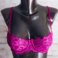 Victoria's Secret Dream Angels Push Up Unlined Lace Bra Purple Underwire 32C
