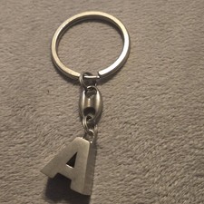 Monogram Letter "A" Small Silvertone Keyring