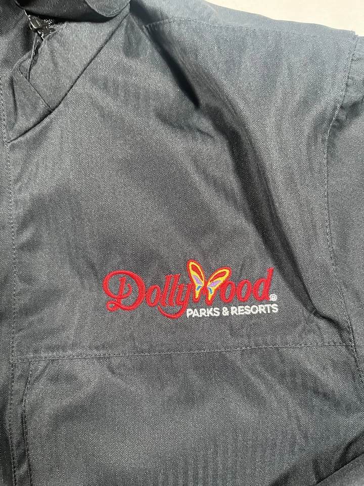 Dollywood Jacket Mens Medium Black Hooded Full Zip Embroidered Port Authority - Image 4 of 4