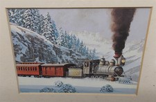 Framed Matted Railroad Steam Locomotive 206 Ready for Your Wall Display