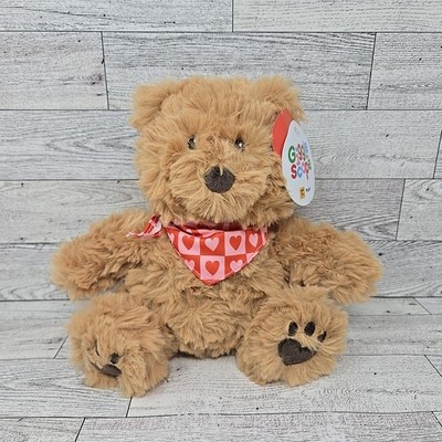 Target 2025 GiggleScape Brown Teddy Bear w Scarf 7  Plush Valentine Bean Tush