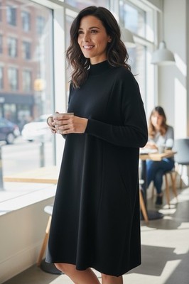 Another Important Culture Size M Black Mock Neck Knit Sweater Dress