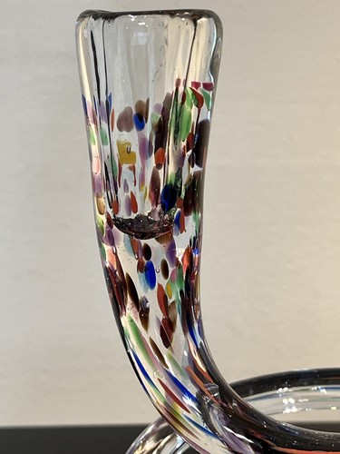 Art Glass Candlestick Vintage Candle Holder Murano? 7” Modern Contemporary Boho - Picture 10 of 13