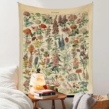 Vintage Flowers Tapestry 48” x 36”, 48L" x 36W", 