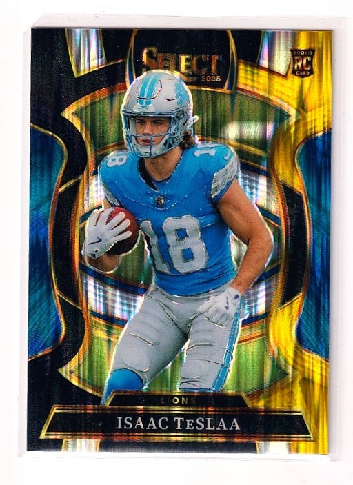 2025 Panini Select #70 Isaac TeSlaa Black and Gold Prizm Shock