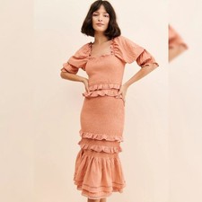 Anthropologie Rachel Parcell Bubble Midi Dress Pink Women's Size Large